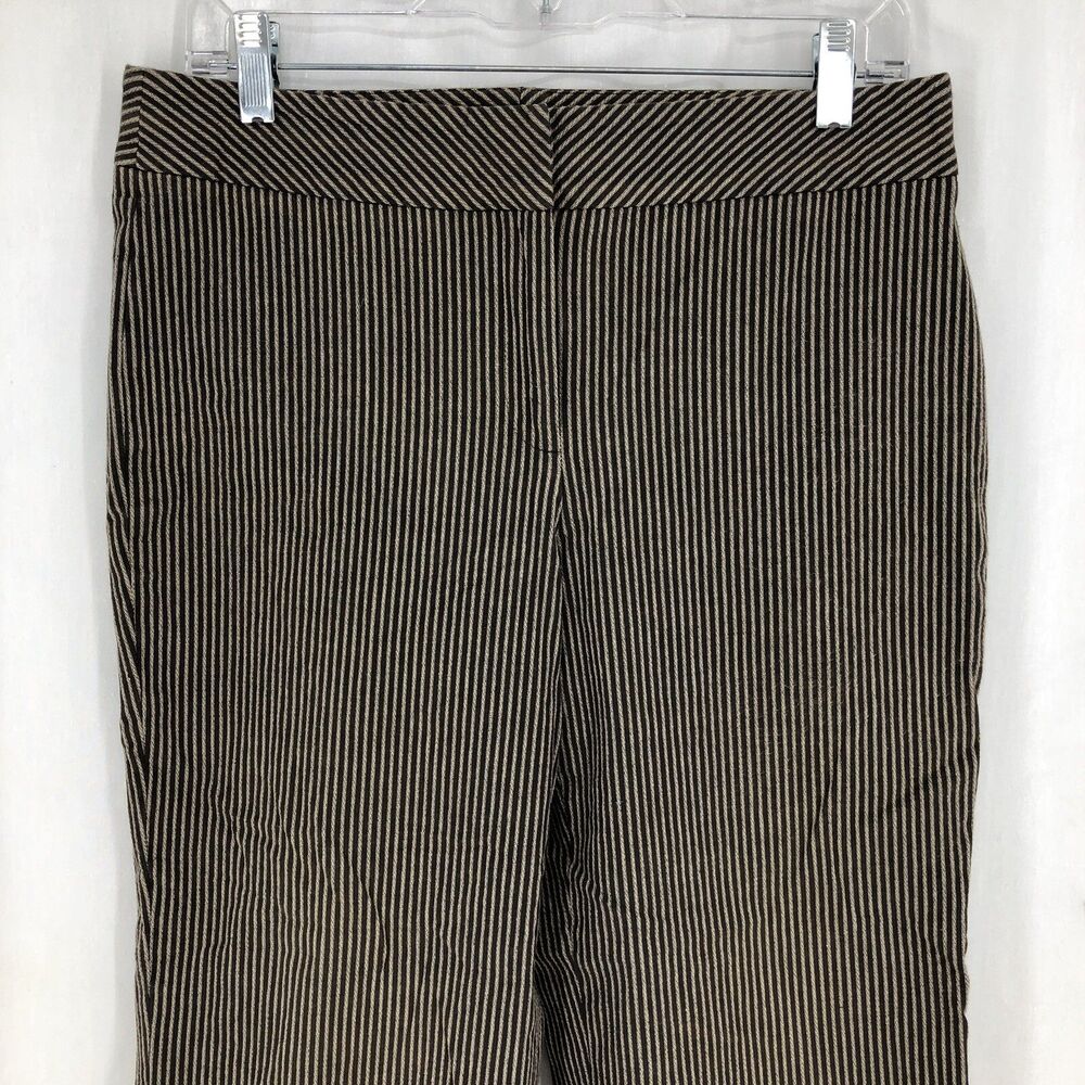 I.E. Brown Striped Flat Front Cropped Pants 10 (32x23)